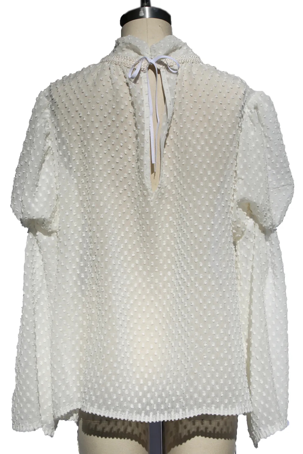 Puff Sleeve Sheer Silk Blouse
