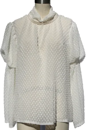 Puff Sleeve Sheer Silk Blouse