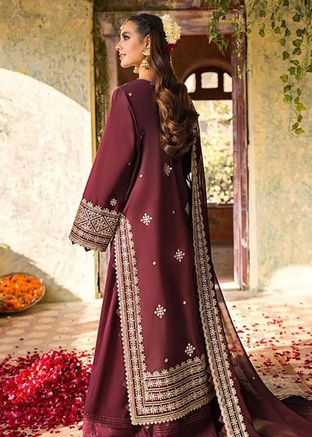 Purple Long Kameez Sharara for Pakistani Party Wear