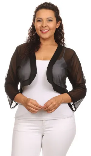 Purple Sheer Bolero Chiffon 3/4 Length Purple Chiffon Bolero Jacket