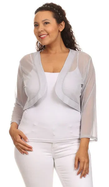 Purple Sheer Bolero Chiffon 3/4 Length Purple Chiffon Bolero Jacket