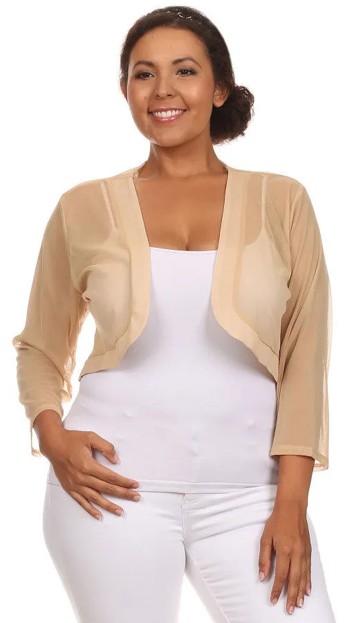 Purple Sheer Bolero Chiffon 3/4 Length Purple Chiffon Bolero Jacket