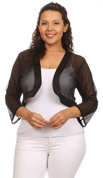 Purple Sheer Bolero Chiffon 3/4 Length Purple Chiffon Bolero Jacket