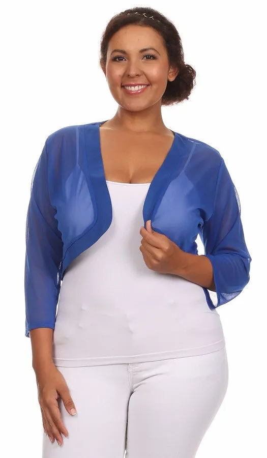 Purple Sheer Bolero Chiffon 3/4 Length Purple Chiffon Bolero Jacket