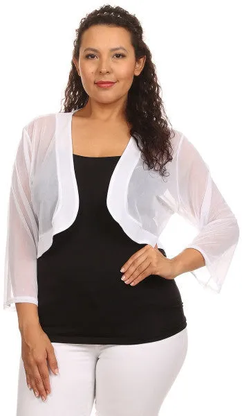Purple Sheer Bolero Chiffon 3/4 Length Purple Chiffon Bolero Jacket