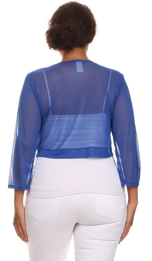 Purple Sheer Bolero Chiffon 3/4 Length Purple Chiffon Bolero Jacket