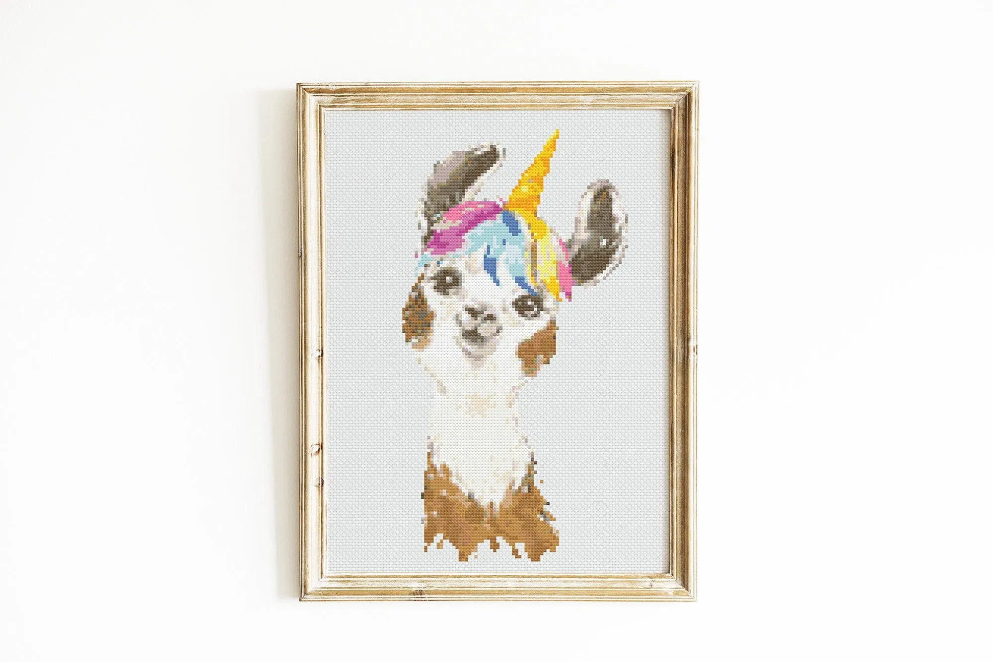 Rainbow Llama Cross Stitch Pattern #380