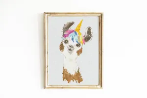 Rainbow Llama Cross Stitch Pattern #380