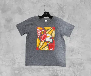 READY TO SHIP - Hand Drawn Football Abstract Flower Art Grey Tee (FINAL SALE)