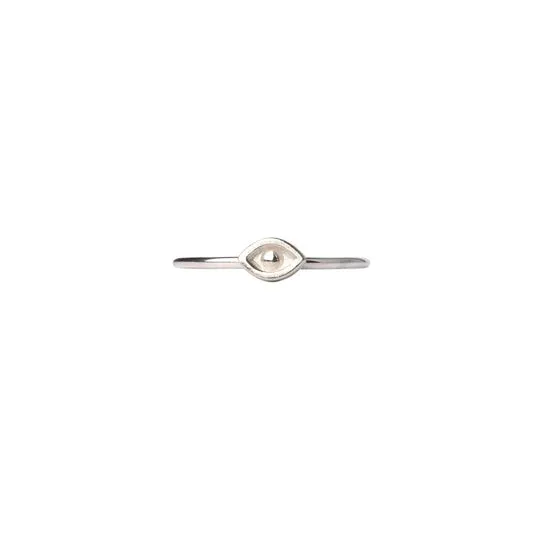 Real Silver Evil Eye of Protection Stacking Ring