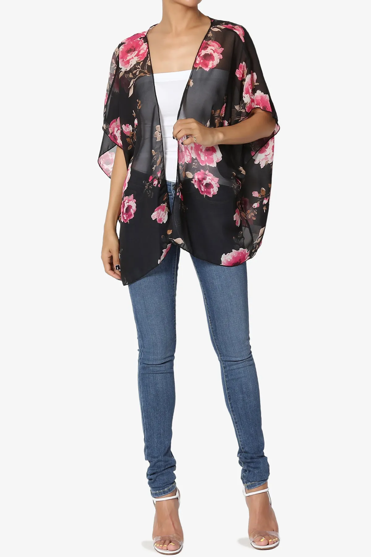 Reany Floral Kimono Chiffon Cardigan