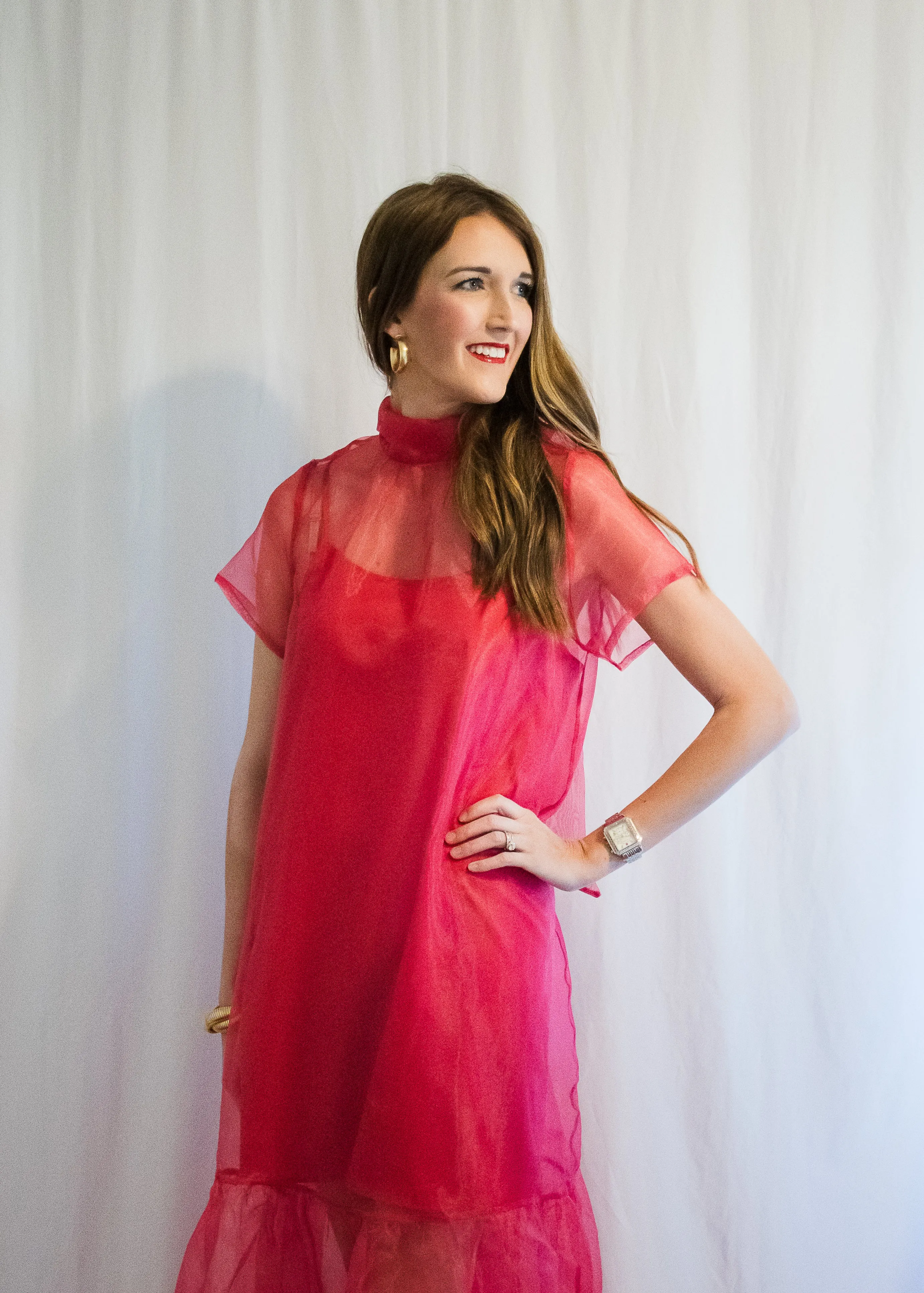 Red Organza Holiday Dress