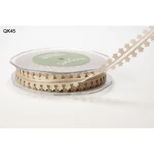Ribbon - 3/4 Inch Organza Daisy Edge Ribbon - Champagne