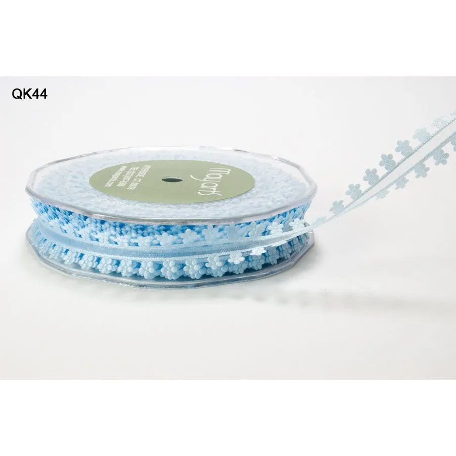 Ribbon - 3/4 Inch Organza Daisy Edge Ribbon - Light Blue