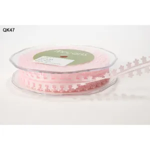 Ribbon - 3/4 Inch Organza Daisy Edge Ribbon - Pink