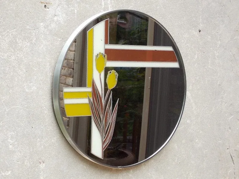 Round Picture Mirror with Tulips by Turner Wall Accessories