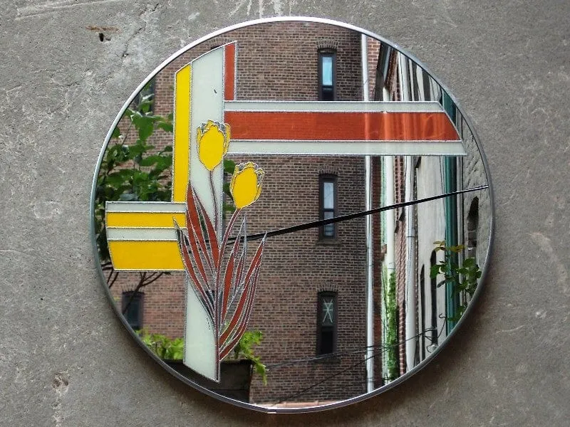 Round Picture Mirror with Tulips by Turner Wall Accessories