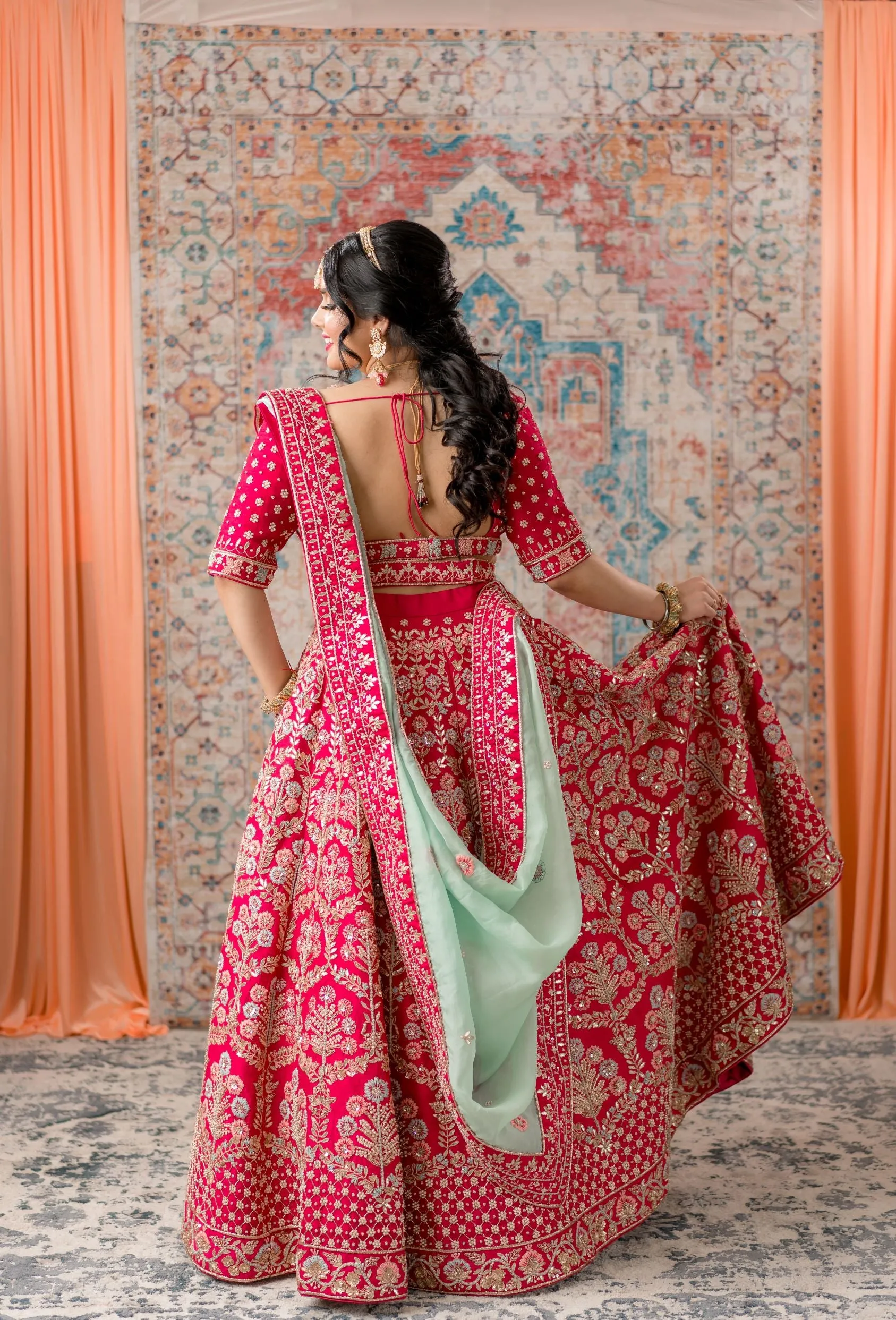 Ruby Pink Zardozi Bridal Lehenga Set SUKHMATI