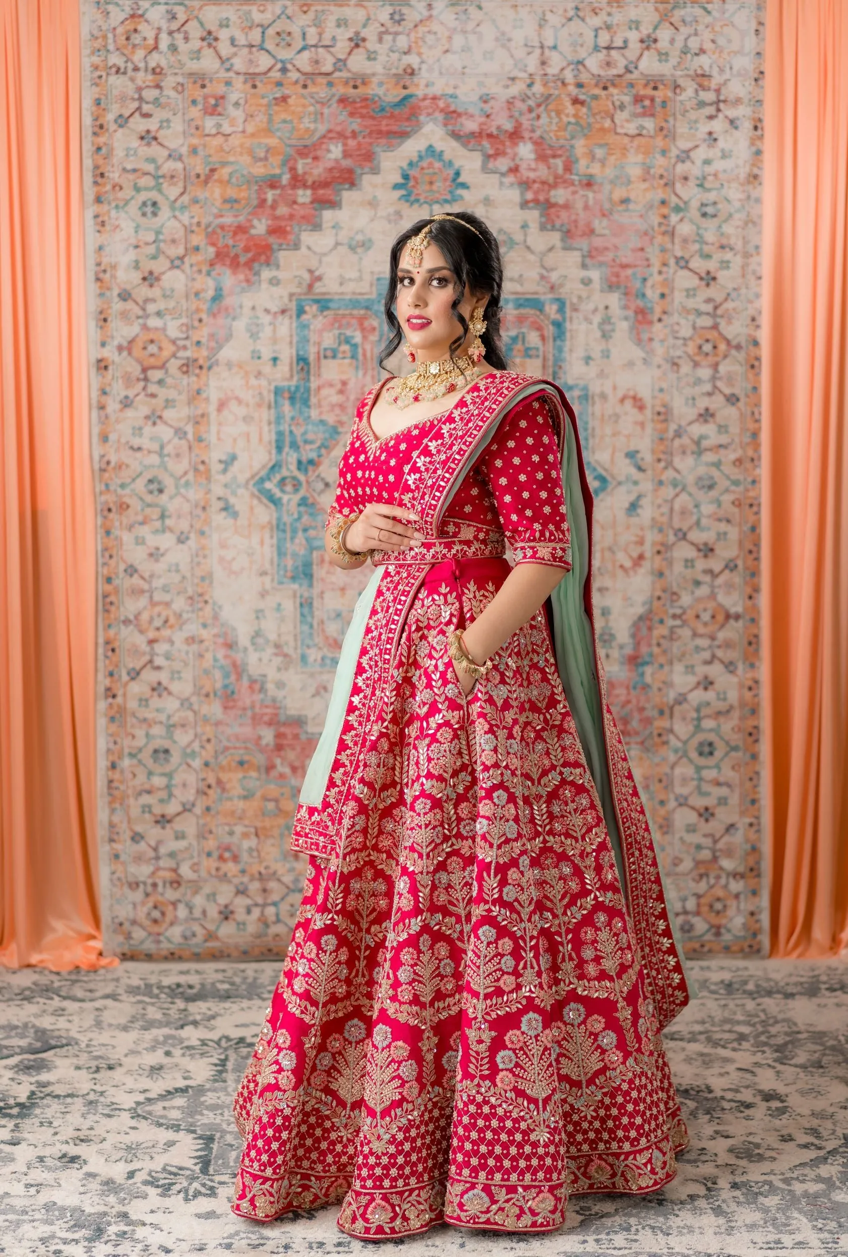 Ruby Pink Zardozi Bridal Lehenga Set SUKHMATI