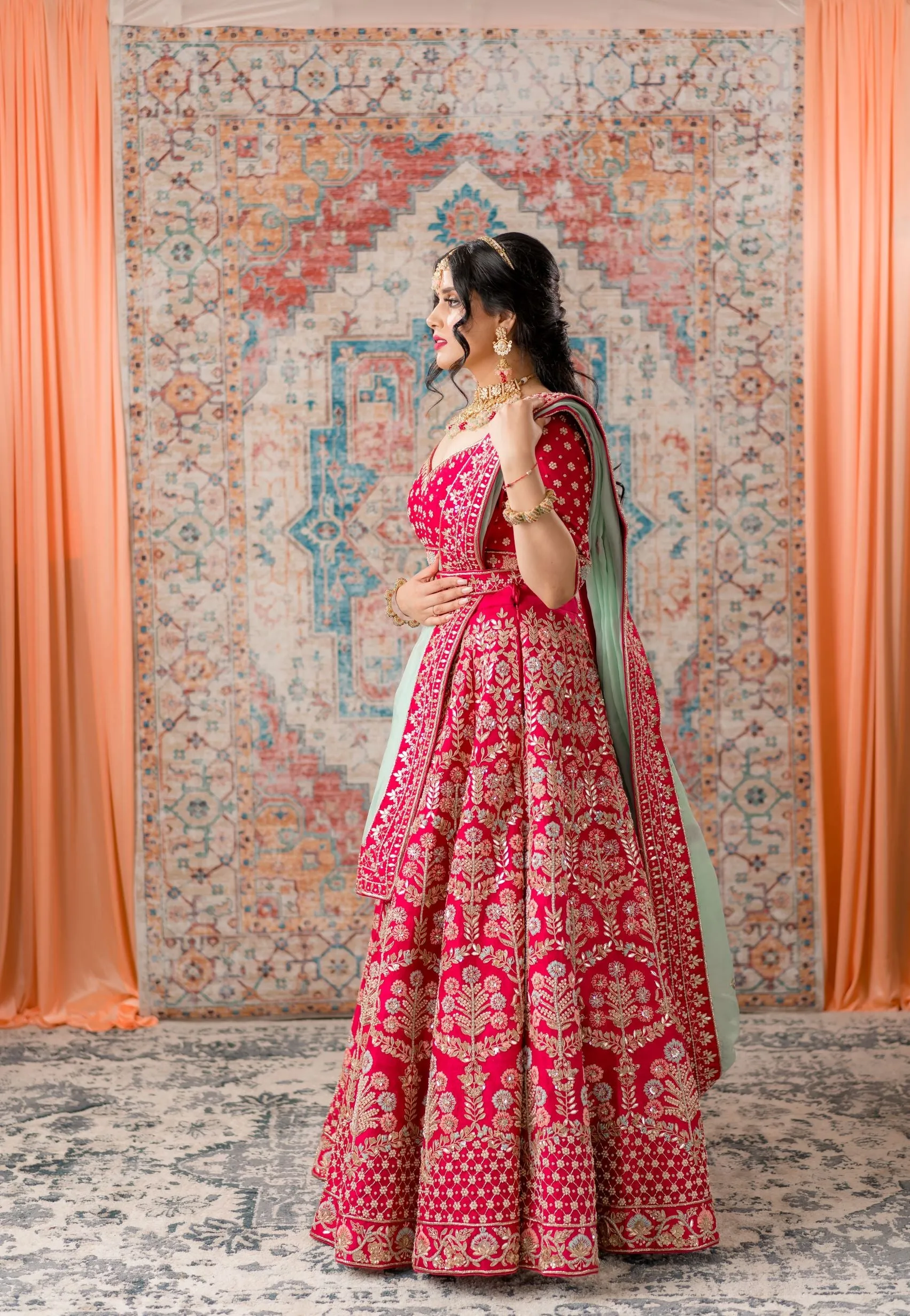 Ruby Pink Zardozi Bridal Lehenga Set SUKHMATI