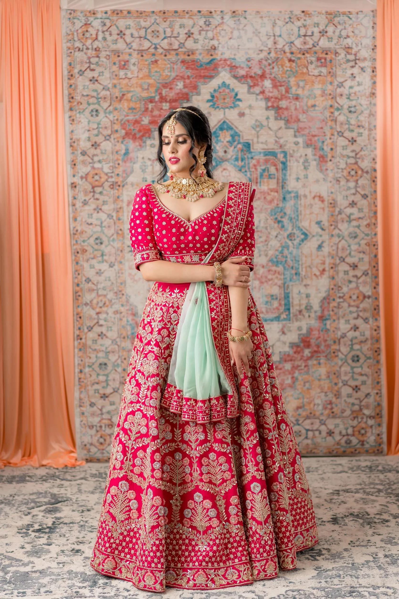 Ruby Pink Zardozi Bridal Lehenga Set SUKHMATI