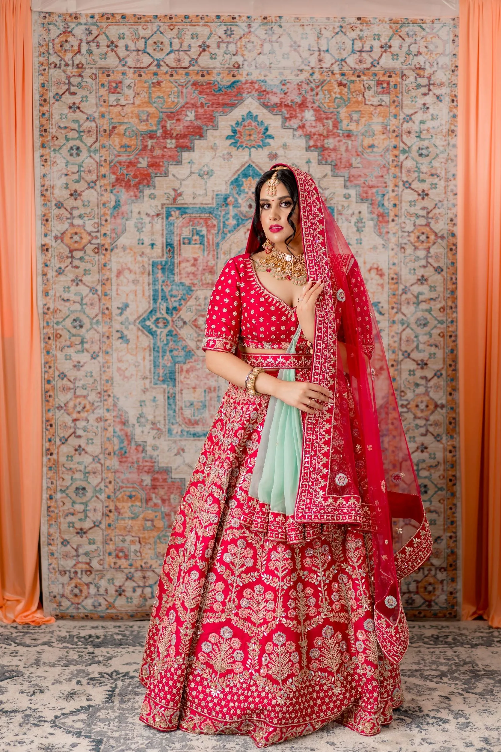 Ruby Pink Zardozi Bridal Lehenga Set SUKHMATI