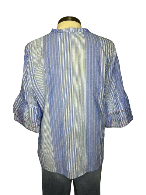 Ruffle Sleeve Jeanette Blouse Aster Stripe
