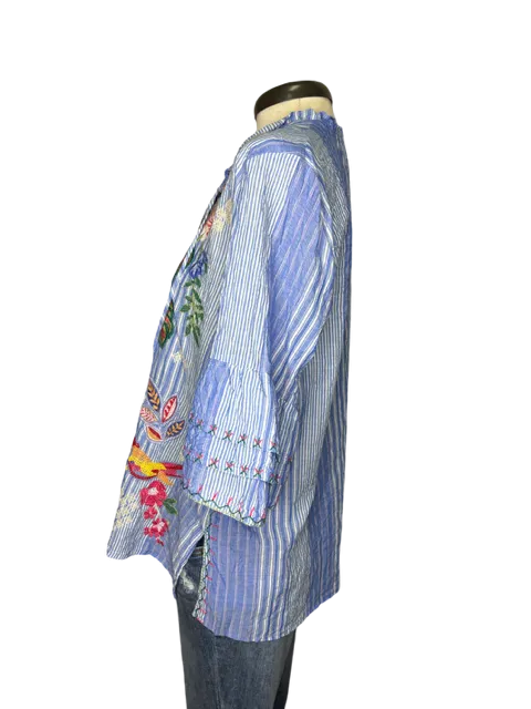 Ruffle Sleeve Jeanette Blouse Aster Stripe