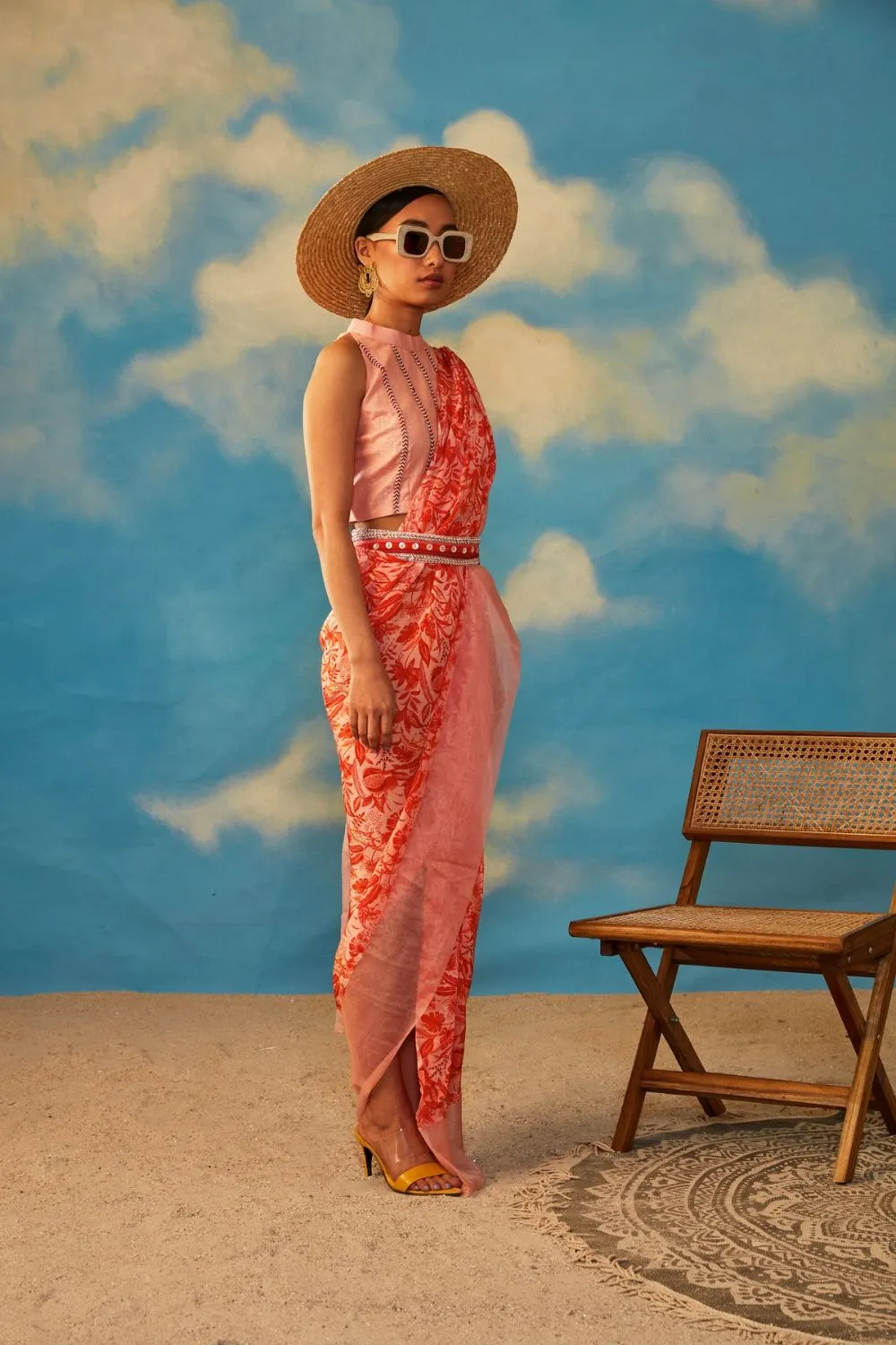 Rv signature coral saree