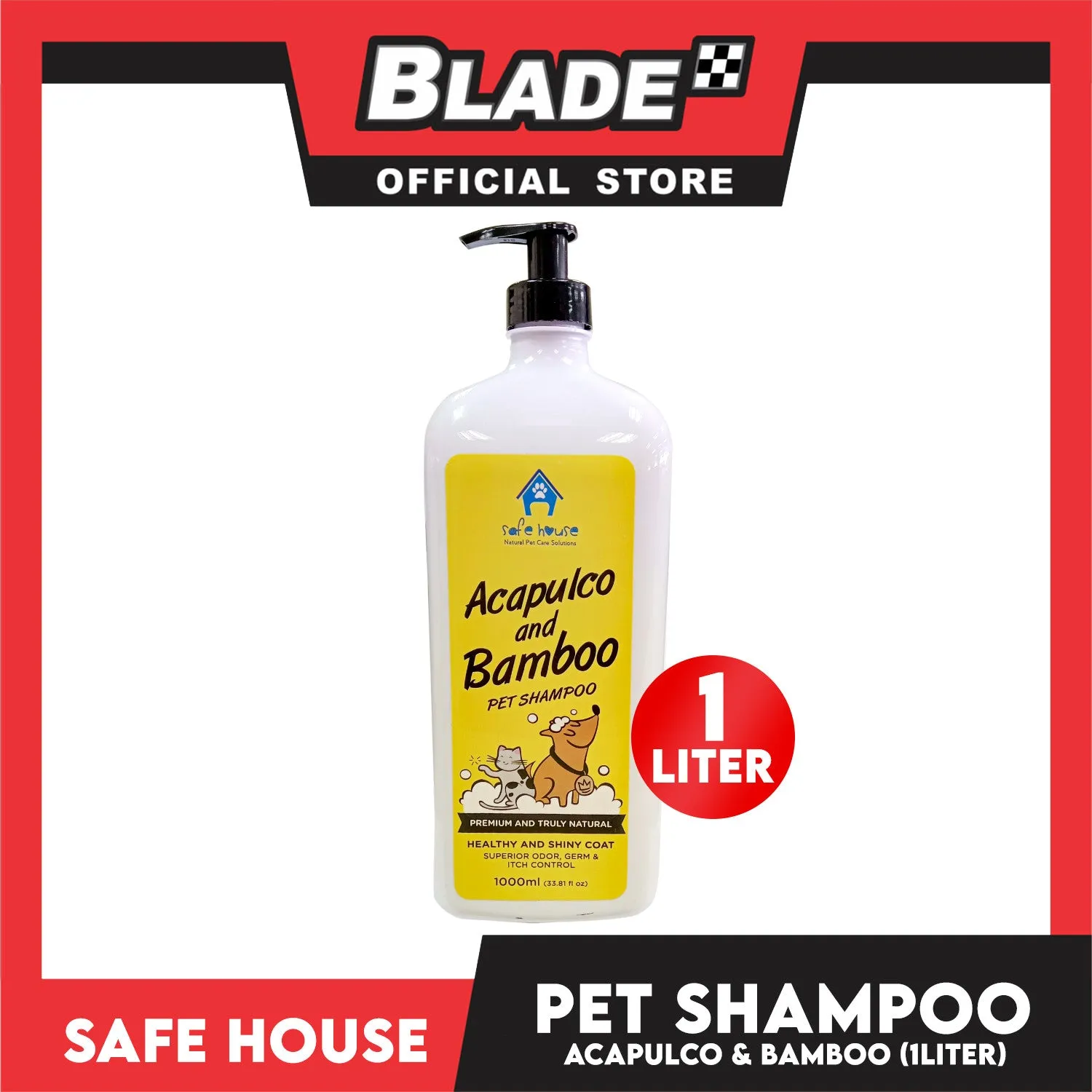Safe House Natural Pet Care Solutions Pet Shampoo 1000ml (Acapulco and Bamboo) Healthy and Shiny Coat