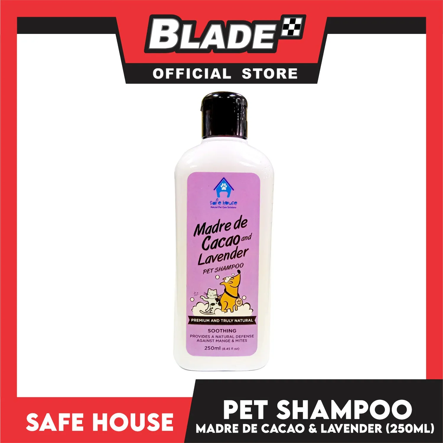 Safe House Natural Pet Care Solutions Pet Shampoo 250ml (Madre de Cacao and Lavender) Soothing