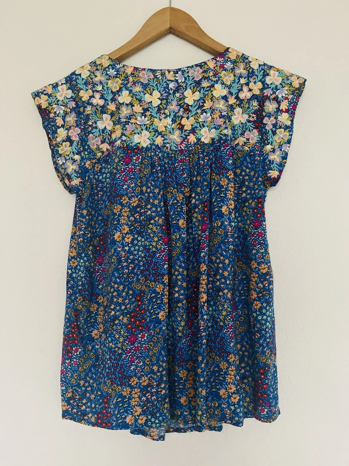 Savanna Jane Ditsy Floral Top Sz S Embroidered Flowy Crop Blouse Boho Hippie
