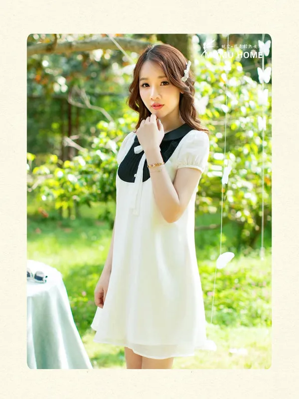 scholarly chiffon bow dress