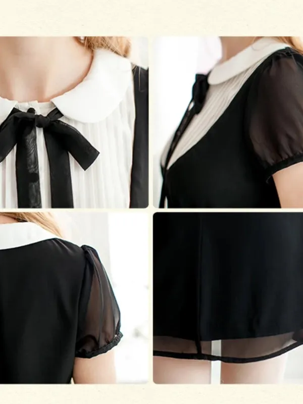 scholarly chiffon bow dress
