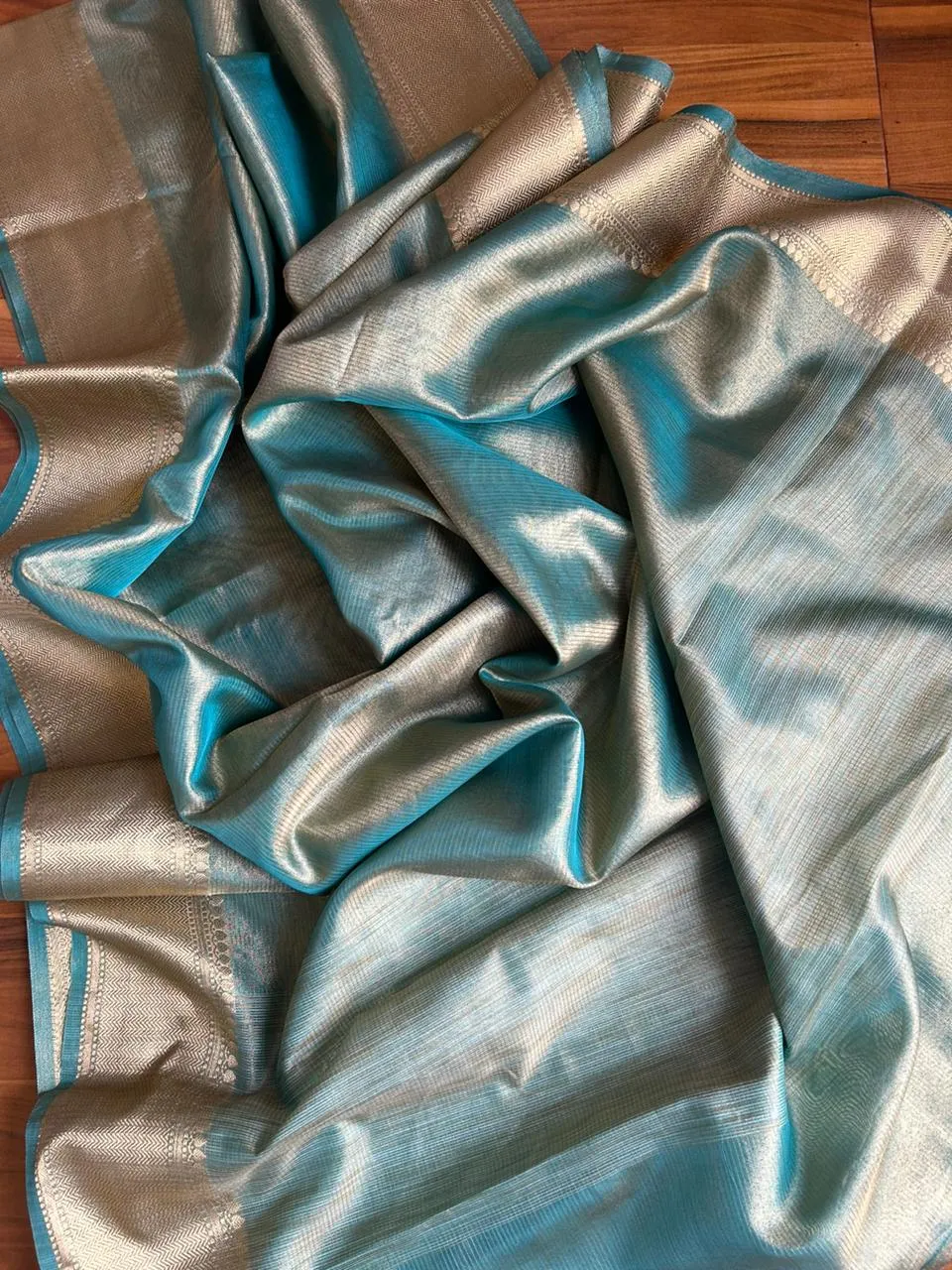 Sea Green Banarasi Organza Tissue Saree
