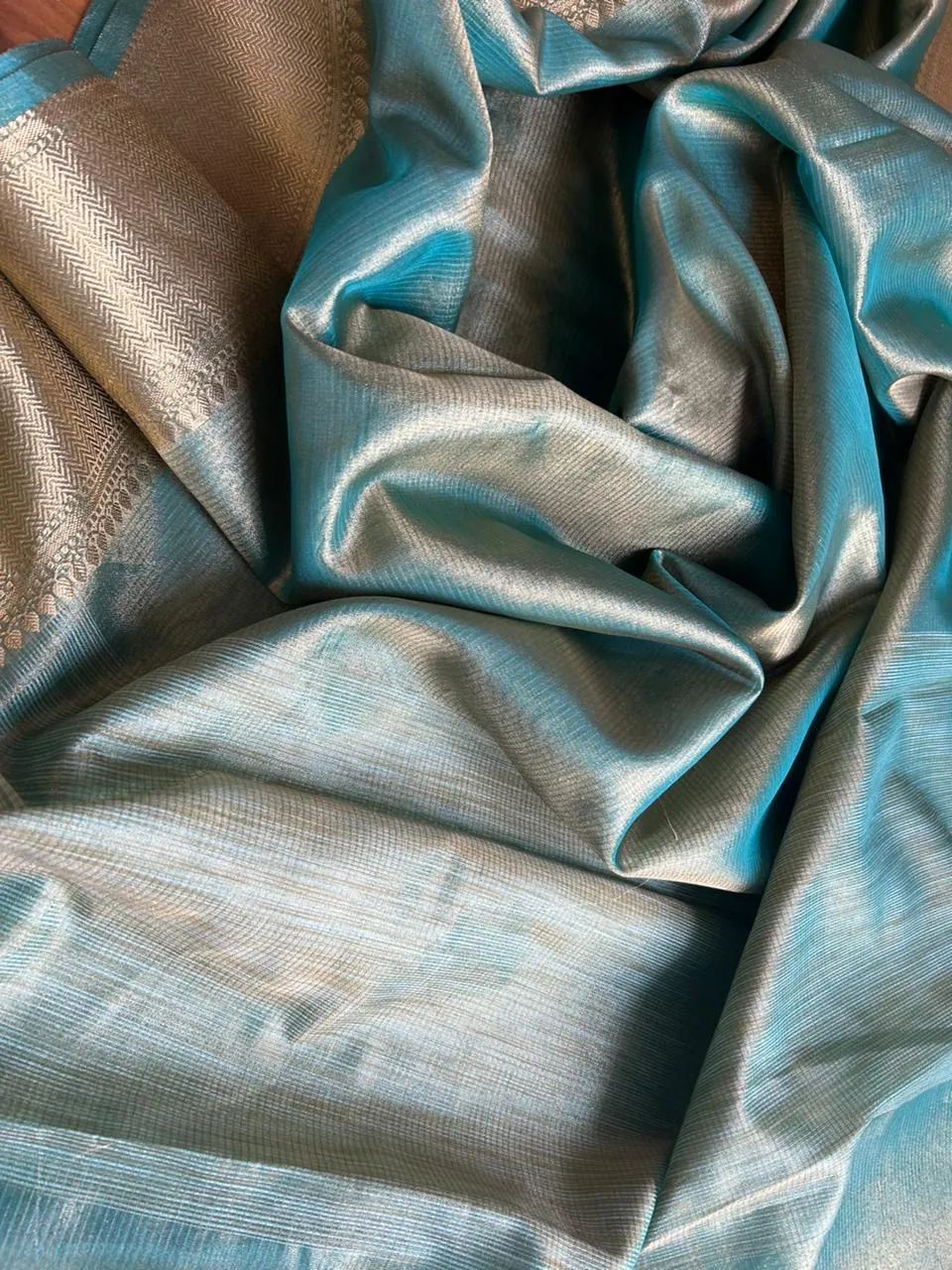 Sea Green Banarasi Organza Tissue Saree