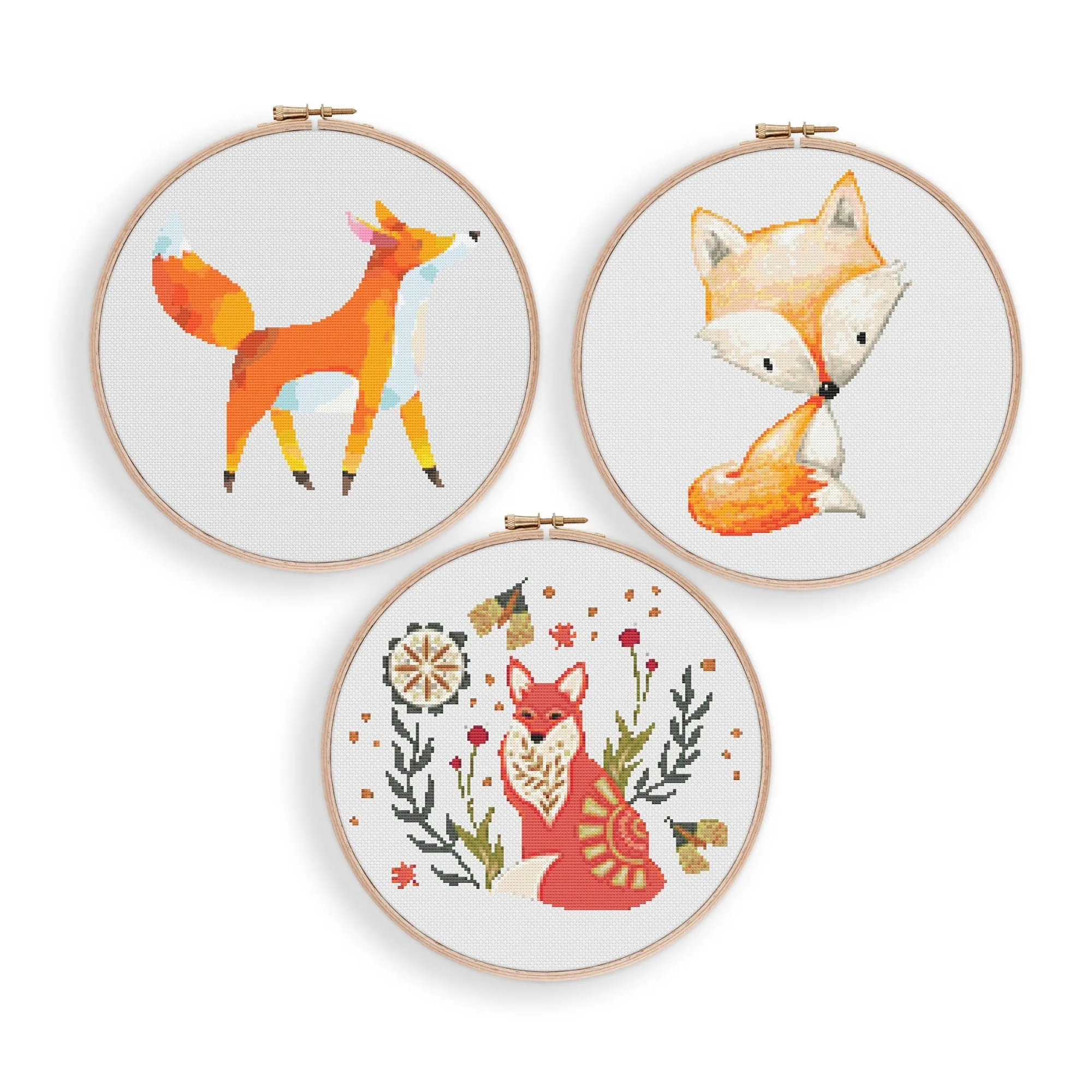 Set of 3 Fox Cross Stitch Patterns