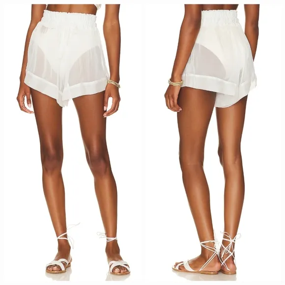 Shani Shemer Eden Rubber Band Shorts in Cream
