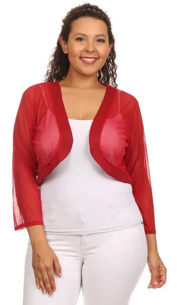Sheer Chiffon Bolero Jacket 3/4 Length