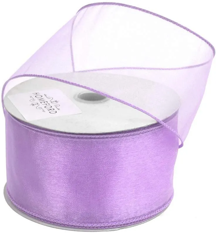 Sheer Chiffon Ribbon Wired Edge, 2-1/2-Inch, 25 Yards