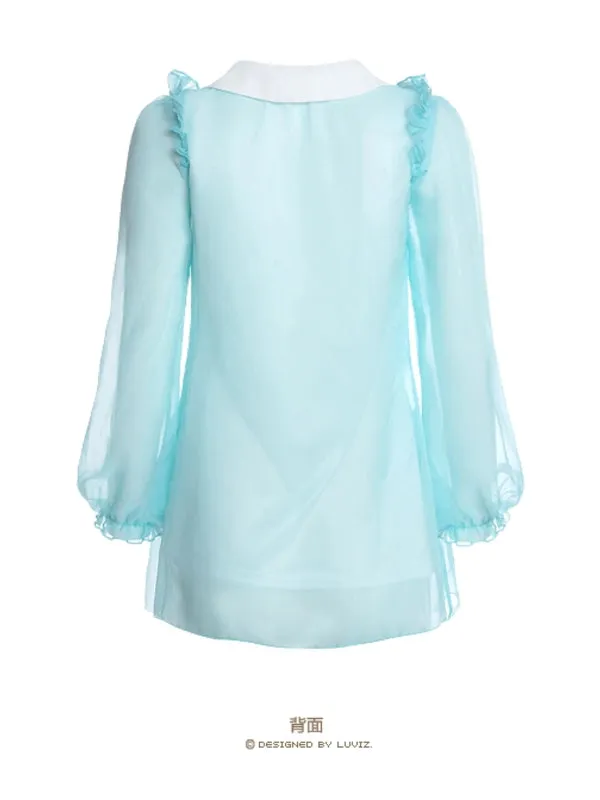 sheer chiffon ruffled blouse