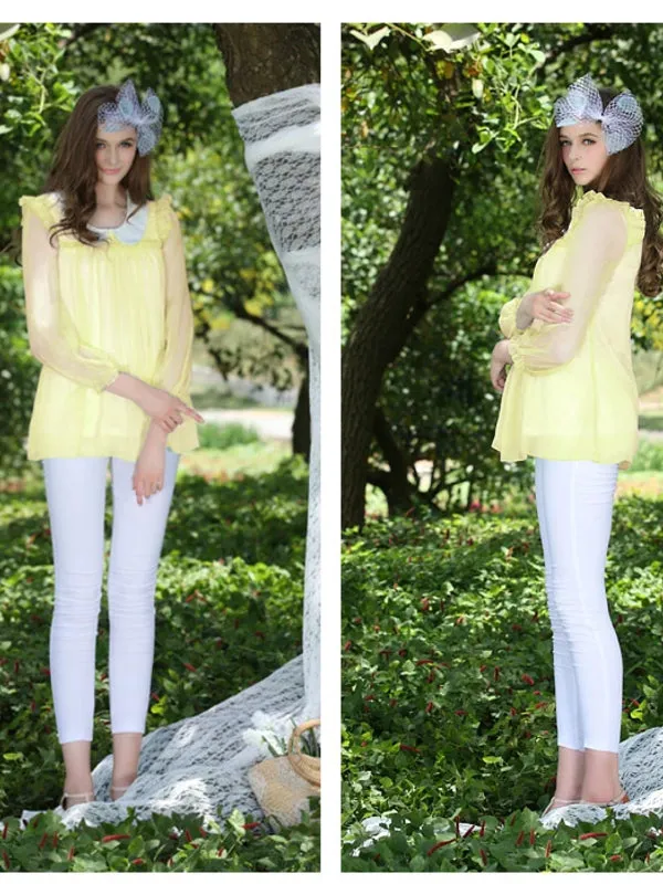 sheer chiffon ruffled blouse