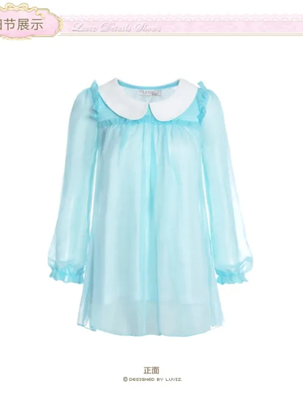 sheer chiffon ruffled blouse