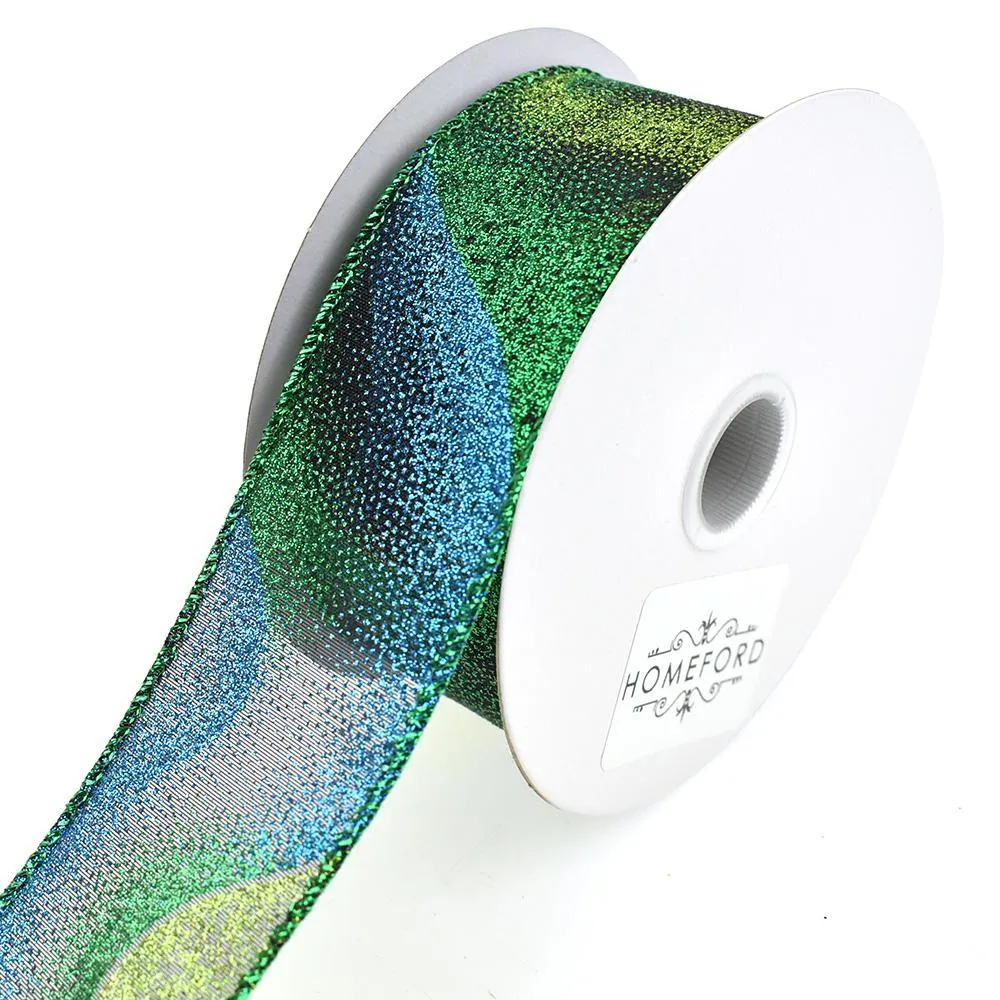 Sheer Glitter Mist Wired Edge Christmas Ribbon, 1-1/2-Inch, 10-Yard