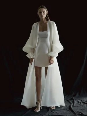 SHEER SILK-ORGANZA LONG SLEEVE CAPE