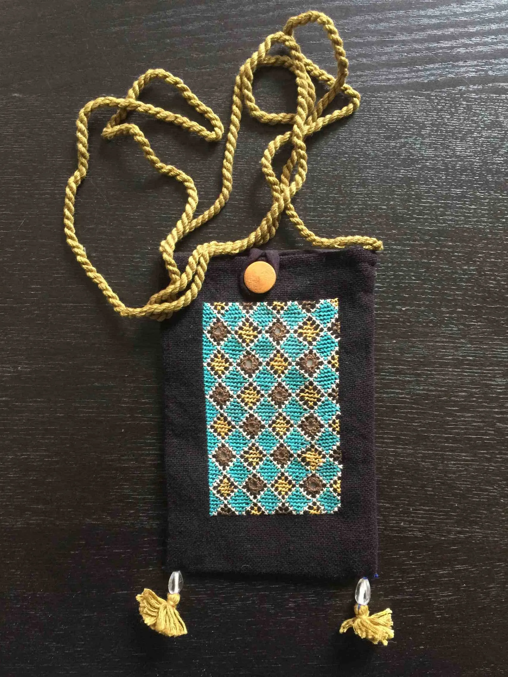 Shoulder Pouch with Tribal Embroidery