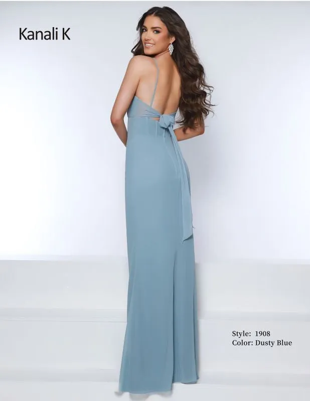 Size 8 Kanali K 1908 Dusty Blue Bridesmaid Dress