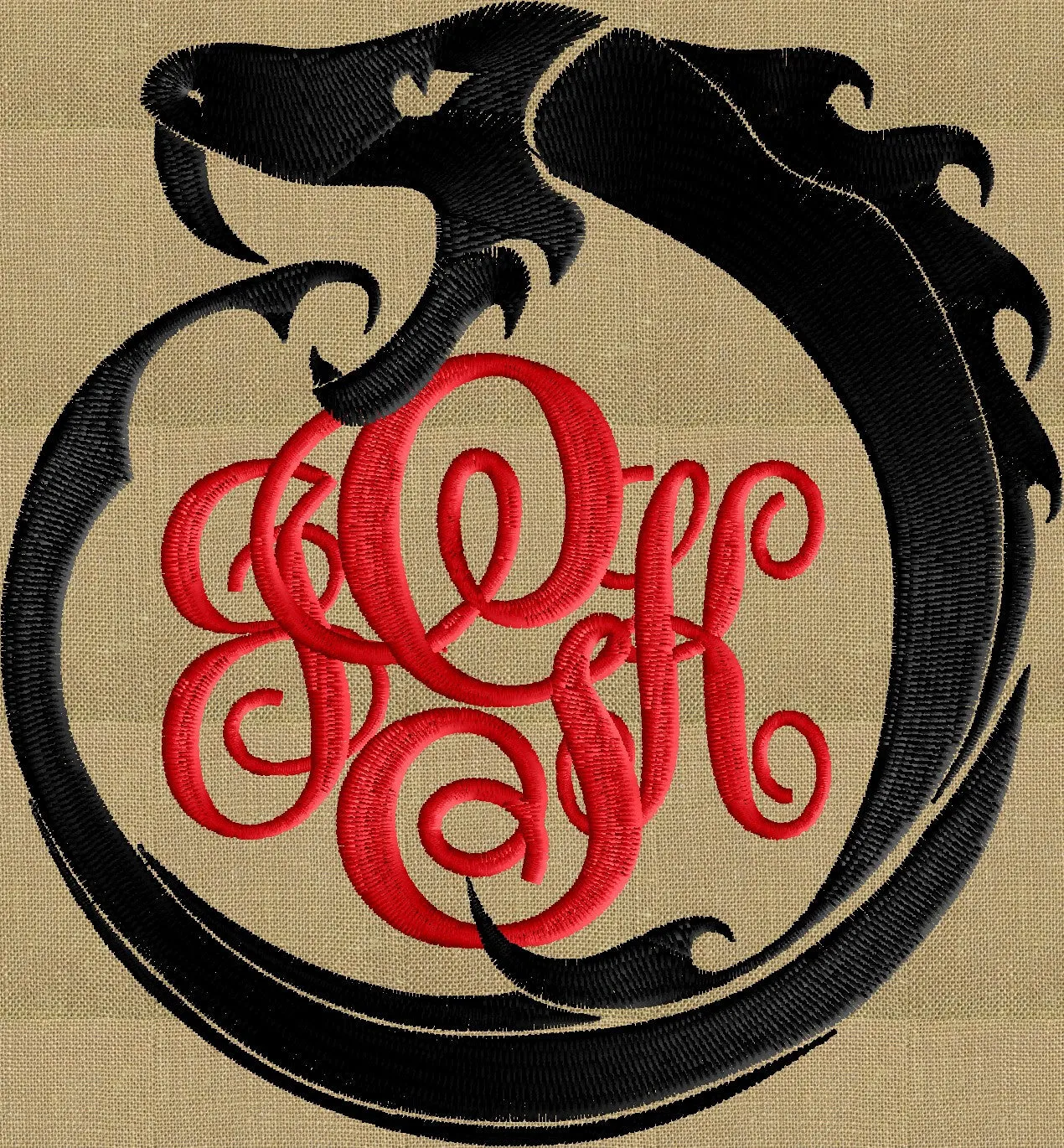 Snake Dragon Font Frame Monogram Embroidery Design - Font not included - Instant download - Dst Exp Vp3 Jef Pes Hus