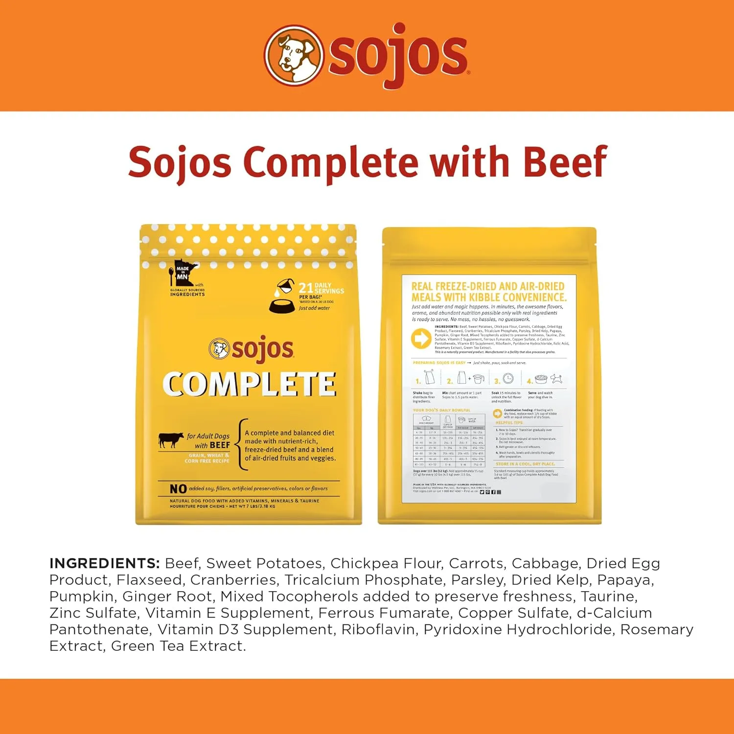 SOJOS Complete Adult Dog Food - Beef