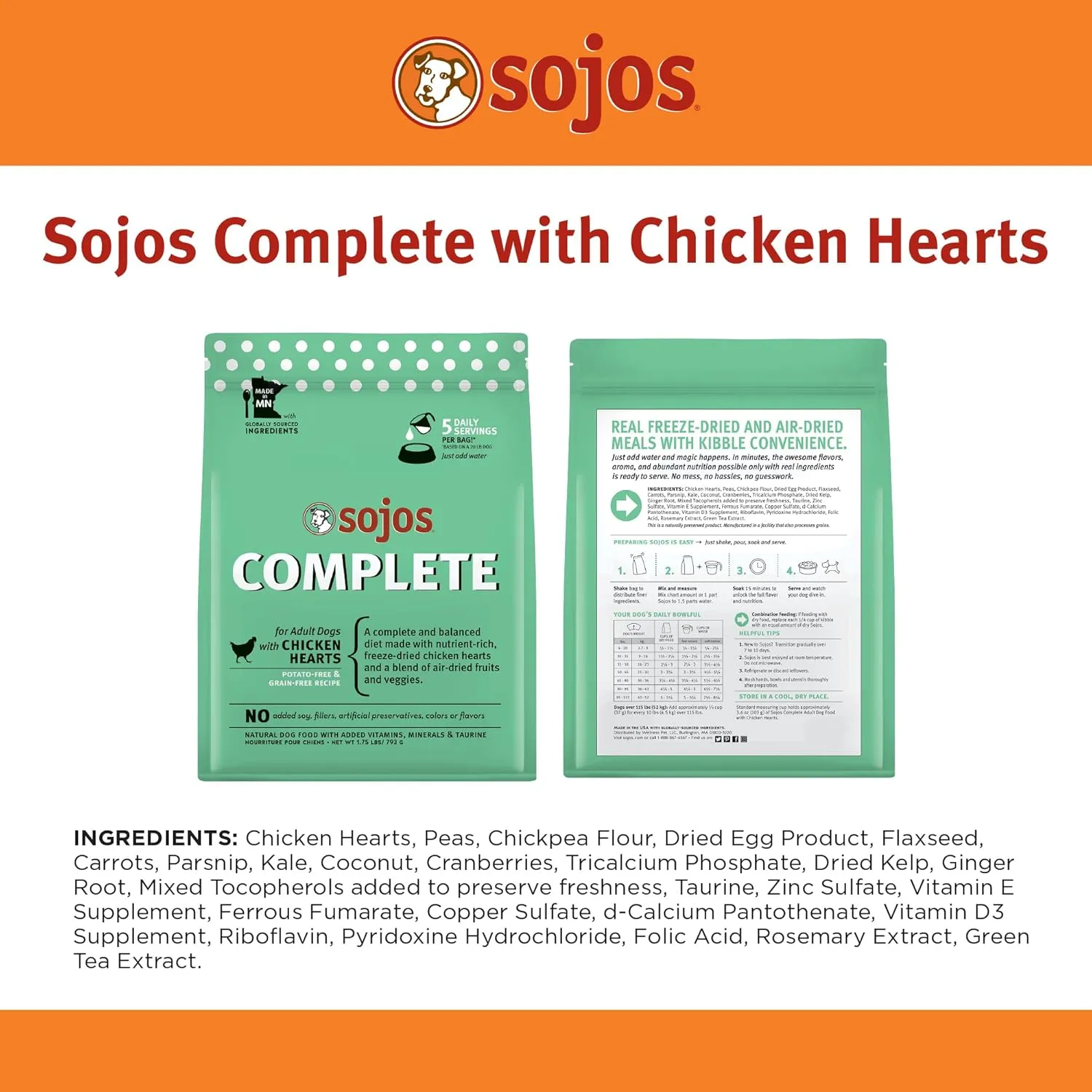 SOJOS Complete Adult Dog Food - Chicken Formula